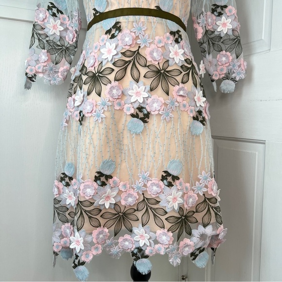 Anthropologie Foxiedox Floral Appliqué Fit and Flare Mini Dress - Picture 5 of 16